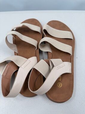 Women's Stretch-Strap Sandals in Light Beige women’s size 8